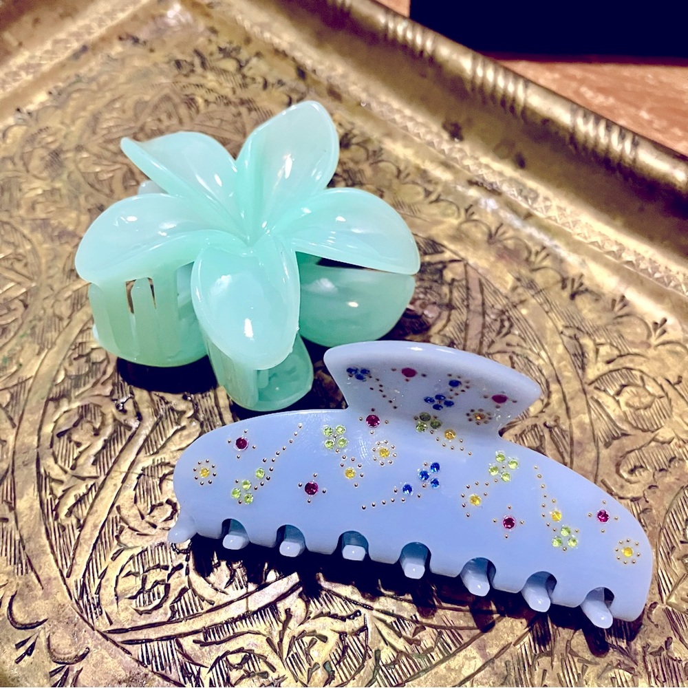 Hibiscus flower hair clip and rhinestones hair clip NEW
